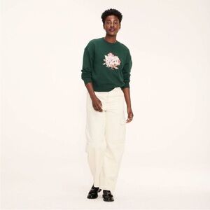 Woolrich for Target Women's Floral Graphic Print Pullover Sweatshirt Green